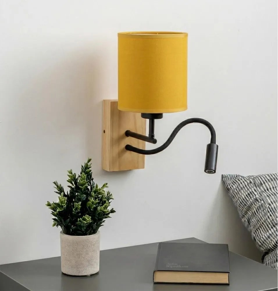 BRILAGI - LED nástenné svietidlo NUBILA WOOD 1xE27/25W/230V + LED/3W dub/čierna/žltá