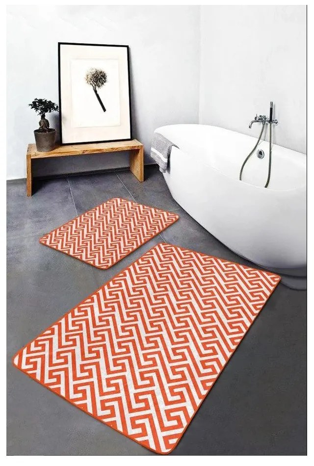 Oranžové zamatové kúpeľňové predložky v súprave 2 ks 60x100 cm – Mila Home