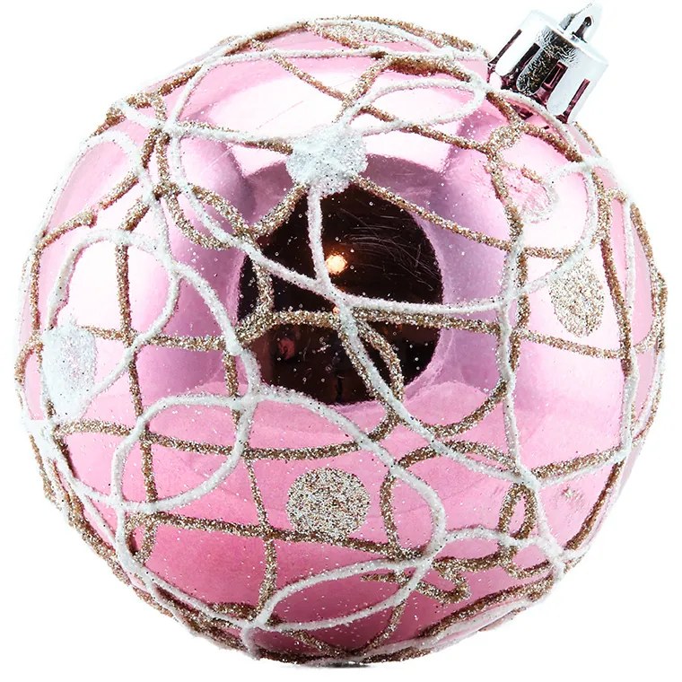 DECOLED Plastová koule, prům. 8 cm, růžová, 6x lesklá