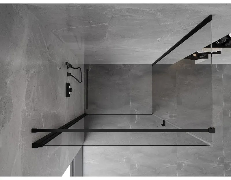 Mexen Mist-B, 1-krídlový výklopný sprchový kút 95 x 85 cm, číre sklo, čierny profil, 8A2T-095-085-70-00