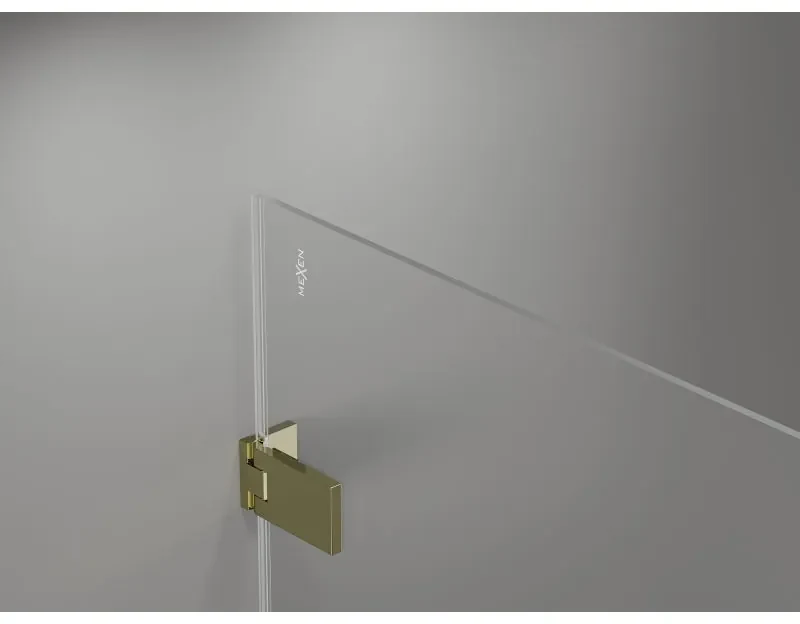 Mexen Lunar-F L, skladací sprchový kút ľavý 75 x 70 cm, 8mm číre sklo, zlatý profil, 836L-075-070-50-00-L
