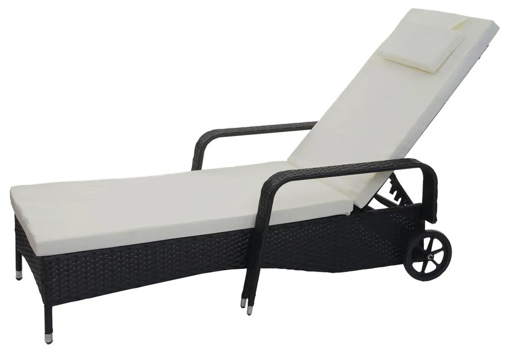 Lehátko Carrara, polyratan / hliník - antracit, béžový vankúš