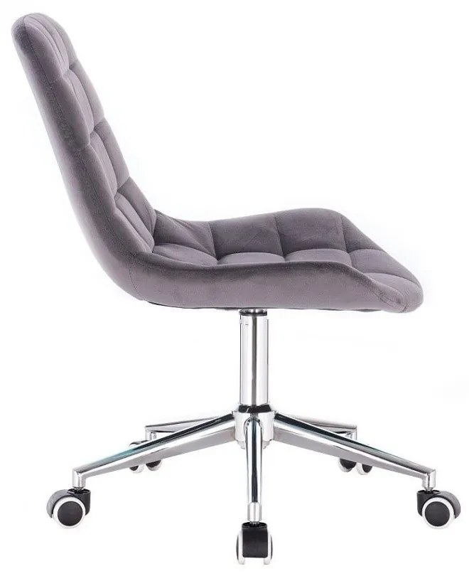 LuxuryForm DESIGN Stolička PARIS VELUR na striebornej podstave s kolieskami - sivá