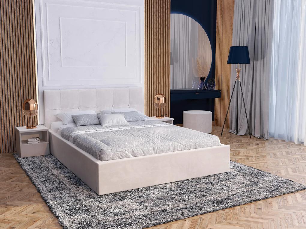 GM Čalúnená manželská posteľ s úložným priestorom Ingrit - krémová Rozmer: 180x200