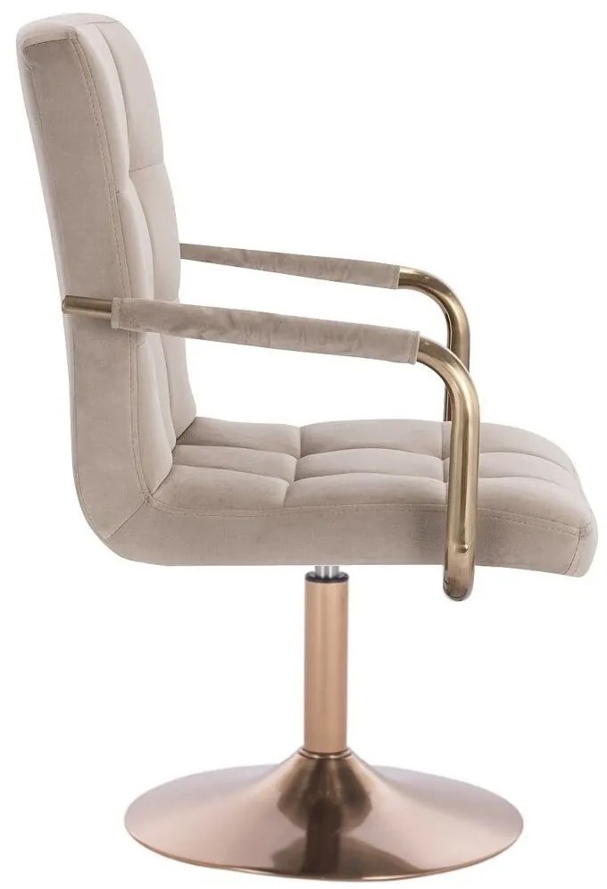 LuxuryForm DESIGN Otočná stolička VERONA GOLD VELUR na zlatom tanieri - latte