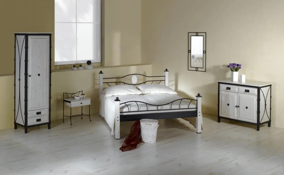 IRON-ART STROMBOLI - robustná kovová posteľ 160 x 200 cm, kov + drevo