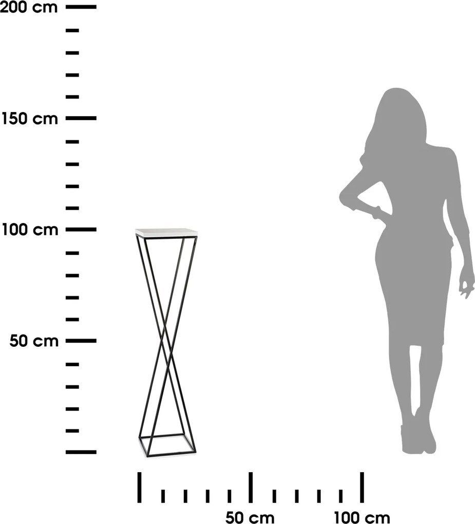 STOJAN NA KVETINÁČ LOFT6 100X24X24 CM ČIERNA/BIELA