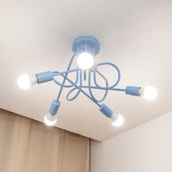 Prisadený luster OXFORD 5xE27/15W/230V, modrý