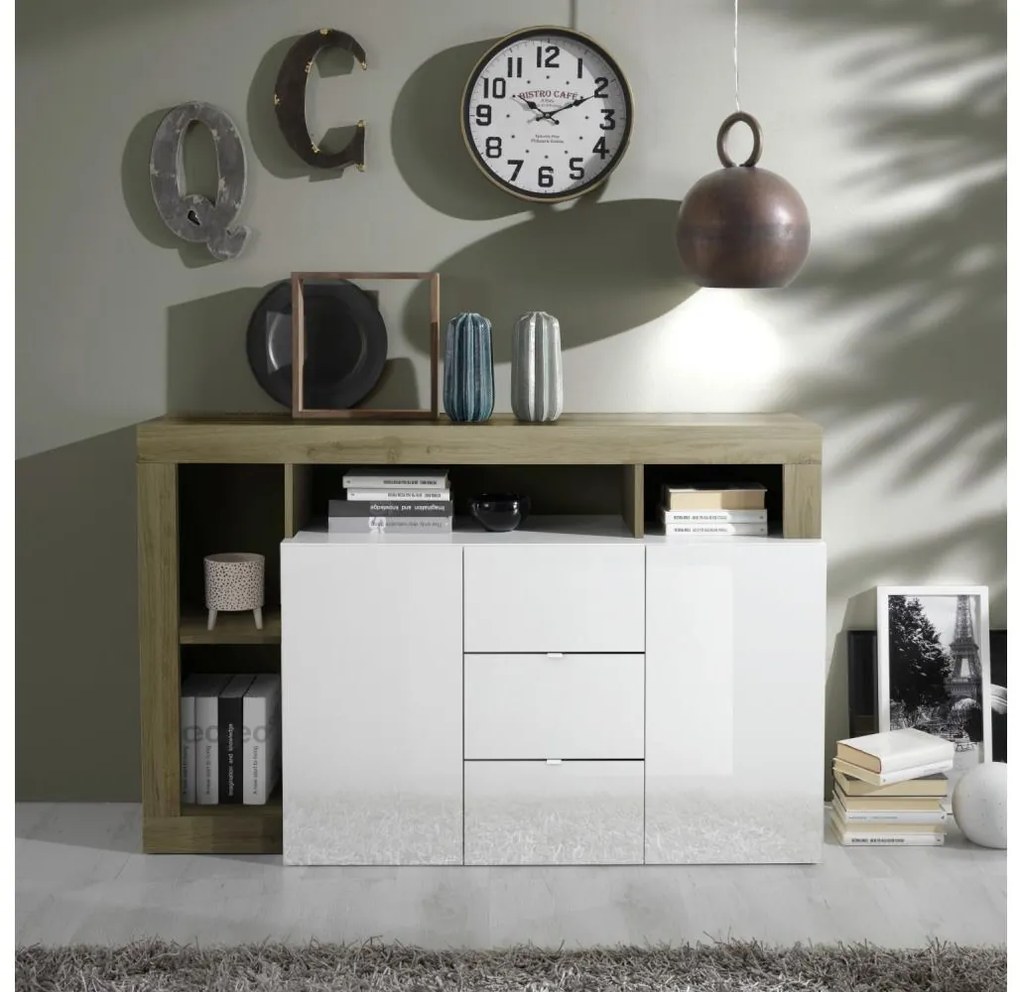 Komoda LENOR biela/hnedá