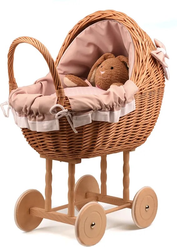 Kočárek proutěný pro panenku Lili IV.š. 48 x hl. 28 x v. 60(cm)