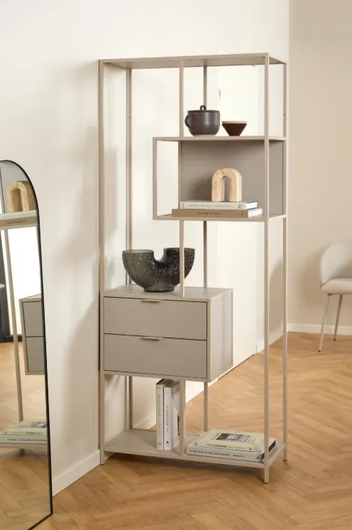 Knihovna SEAFORD II 185 cm šedá