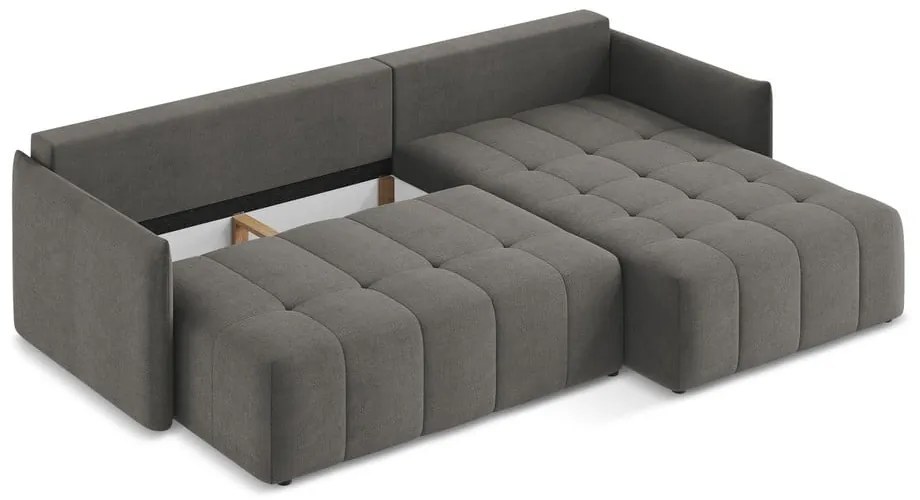 Tmavosivá rozkladacia/s úložným priestorom rohová pohovka (pravý roh/s leňoškou) Moku – Makamii