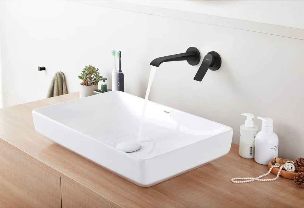 Hansgrohe Vivenis, umývadlová batéria pod omietku, 2-otvorová inštalácia, EcoSmart, čierna matná, 75050670