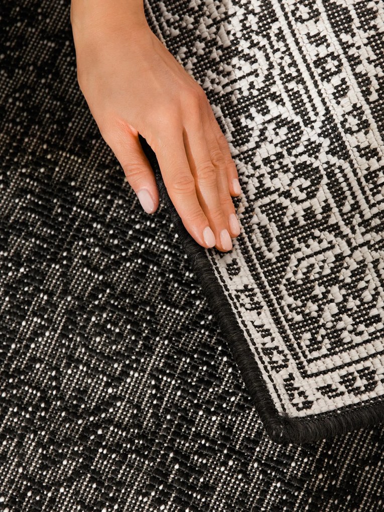 NORTHRUGS, Koberec behúň Duet Kona 106248 Black/White - na von aj na doma, 80x250, čiernobiela, chodba / predsieň