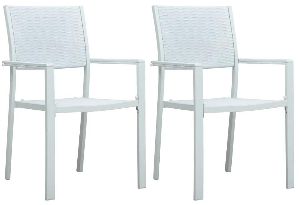 vidaXL Záhradné stoličky 2 ks biele plastové ratanový vzhľad