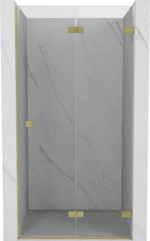 Mexen, Mexen Lunar-F pravé sklápacie sprchové dvere 85 cm, transparentné, brúsené zlaté - 836-085-000-55-00-P