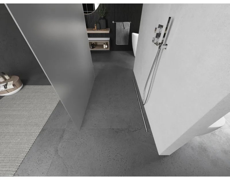 Mexen Kioto, sprchová zástena Walk-In 100 x 200 cm, 8mm sklo námraza, brúsená oceľ profil, 800-100-002-97-30
