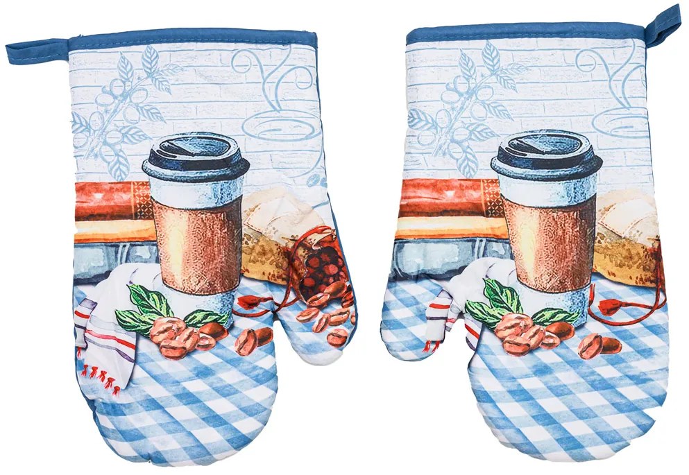 Sada 2 modrých chňapiek s magnetom COFFEE TOGO