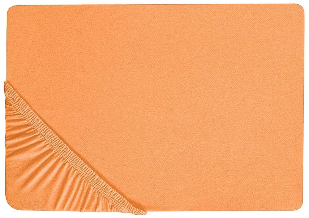 Bavlnená posteľná plachta 180 x 200 cm oranžová JANBU Beliani