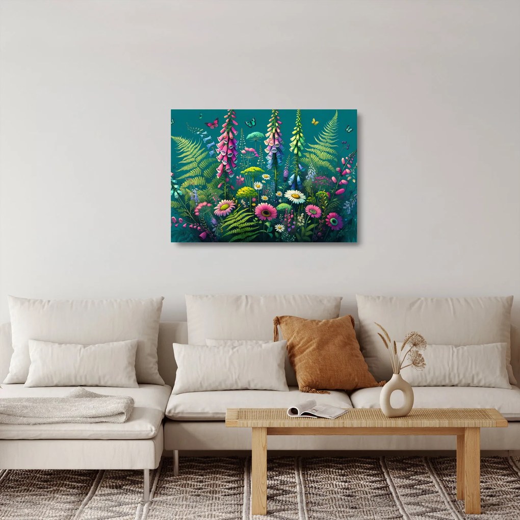 Sklenený obraz - Lúčne kvety (70x50 cm)