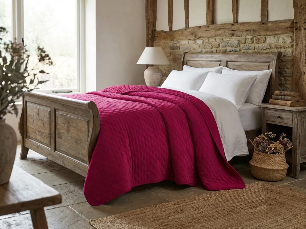 Zamatový prehoz na posteľ ASTRALIA, tmavoružový Rozmer: 170 x 210 cm