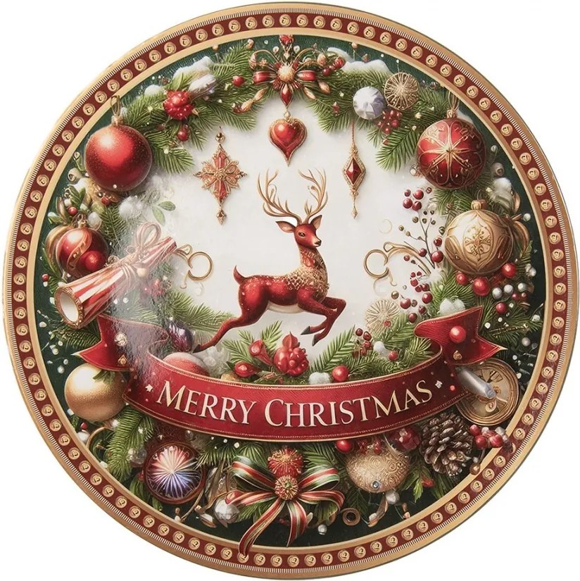 Vianočný servírovací umelý tanier Merry Christmas - Ø 33*1 cm