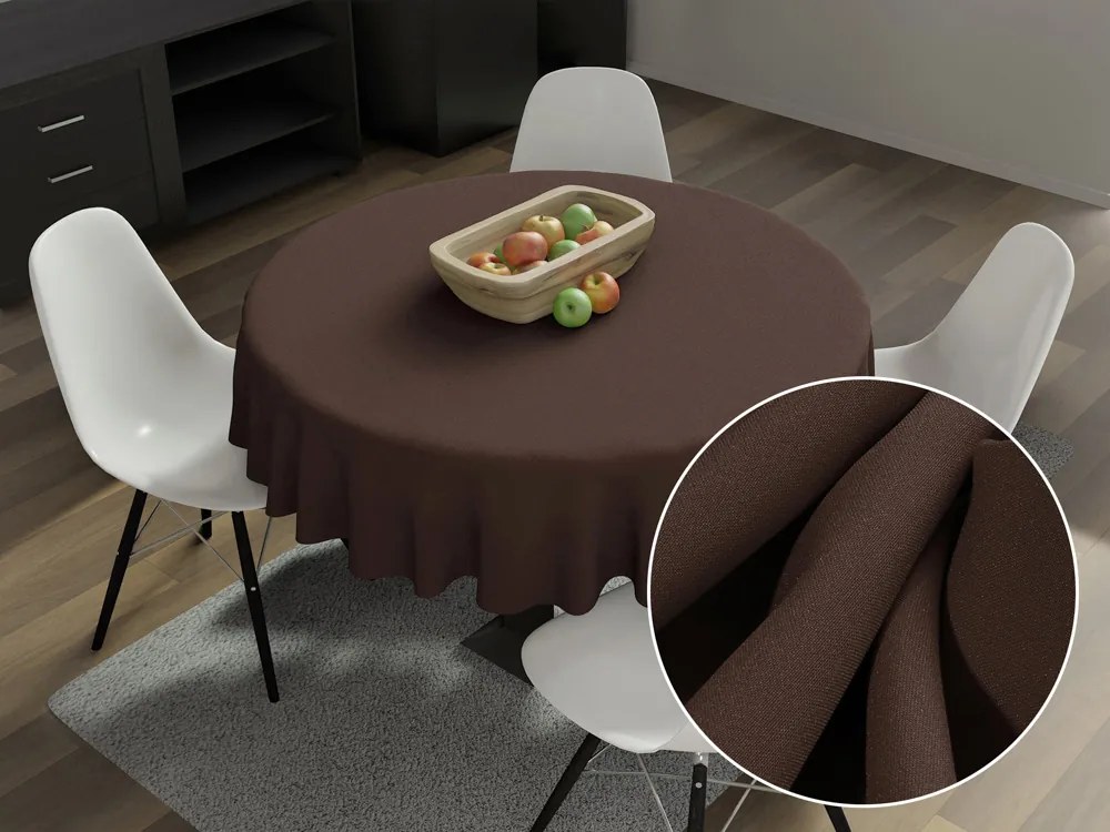 Biante Dekoračný okrúhly obrus Rongo RG-051 Hnedý Ø 130 cm