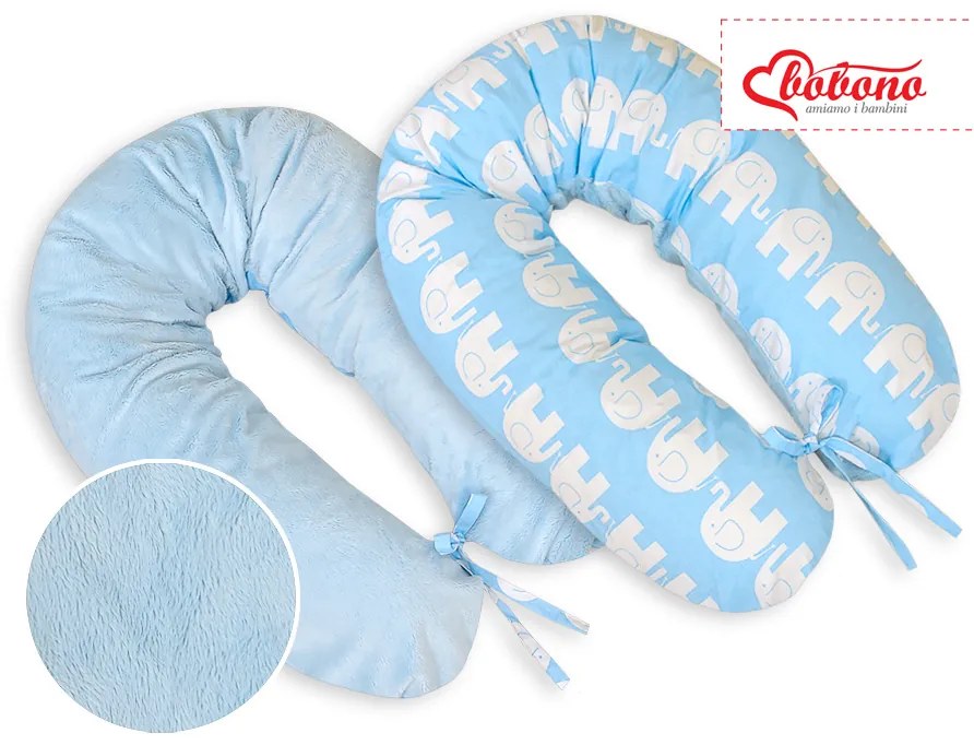 Bobono Relaxačný vankúšik- obojstranný-Simple Elephants blue