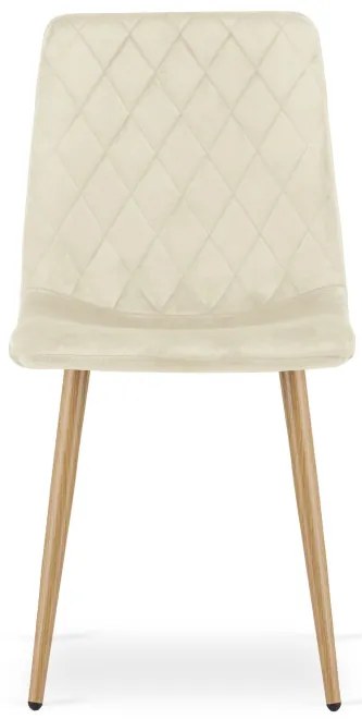 Set štyroch jedálenských stoličiek TURIN zamatové, svetlobéžové / hnedé nohy (4 ks)