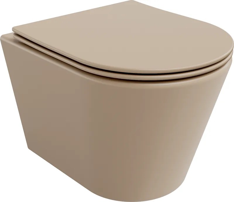 Mexen Rico, závesná toaletná misa 480x360x370 mm s pomaly padajúcim sedátkom, cappuccino matná, 30724064