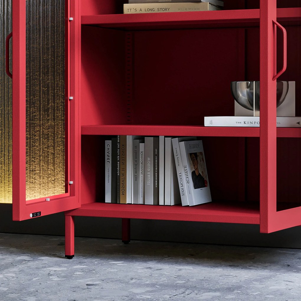 Vitrína GINA, 800 x 1015 x 400 mm, Modern: červená farba