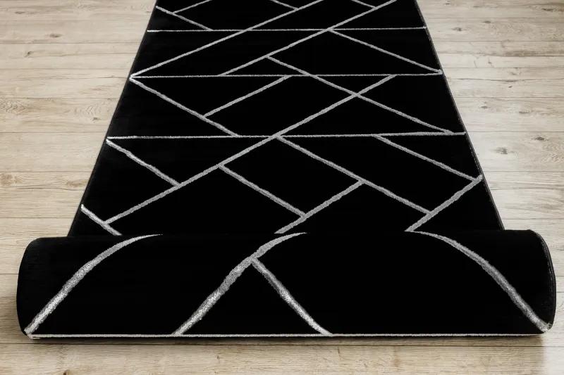 Behúň EMERALD exkluzívne 7543 glamour, štýlový geometrický čierna / striebro Veľkosť: 120 cm
