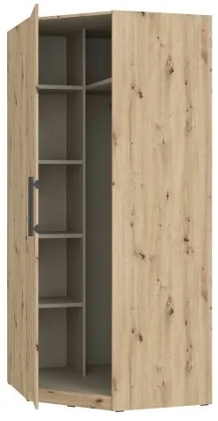 Rohová šatníková skriňa MARO 94x213 cm, dub Artisan