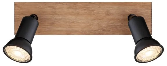 Globo 57998-2W - Bodové svietidlo DREW 2xGU10/35W/230V drevo/čierna