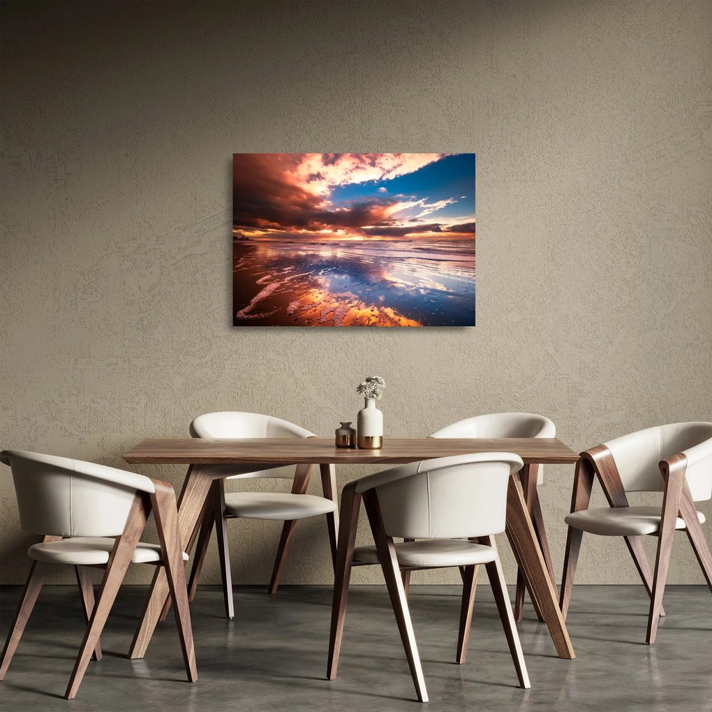 Sklenený obraz - Večerná pláž (70x50 cm)