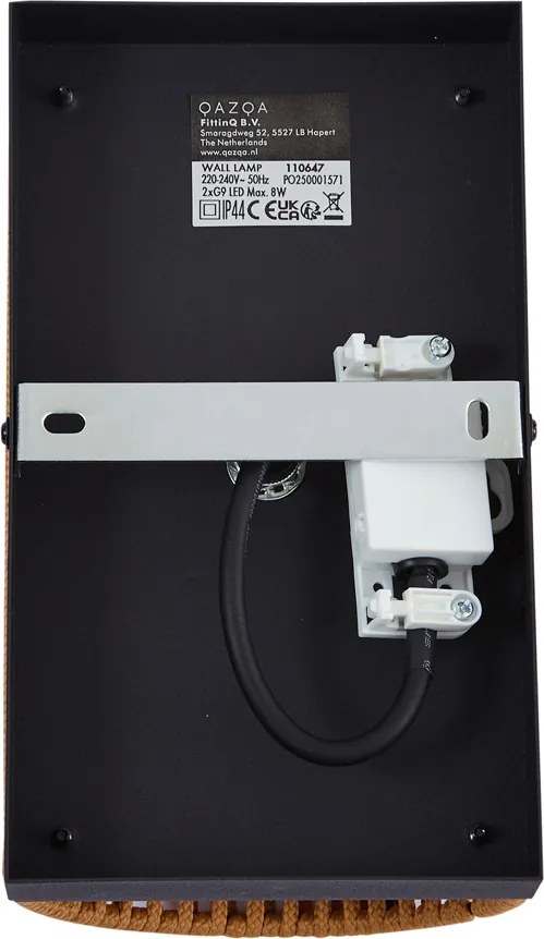 Japandi nástenné svietidlo oranžové s čiernou farbou a lanom IP44 - Jayla