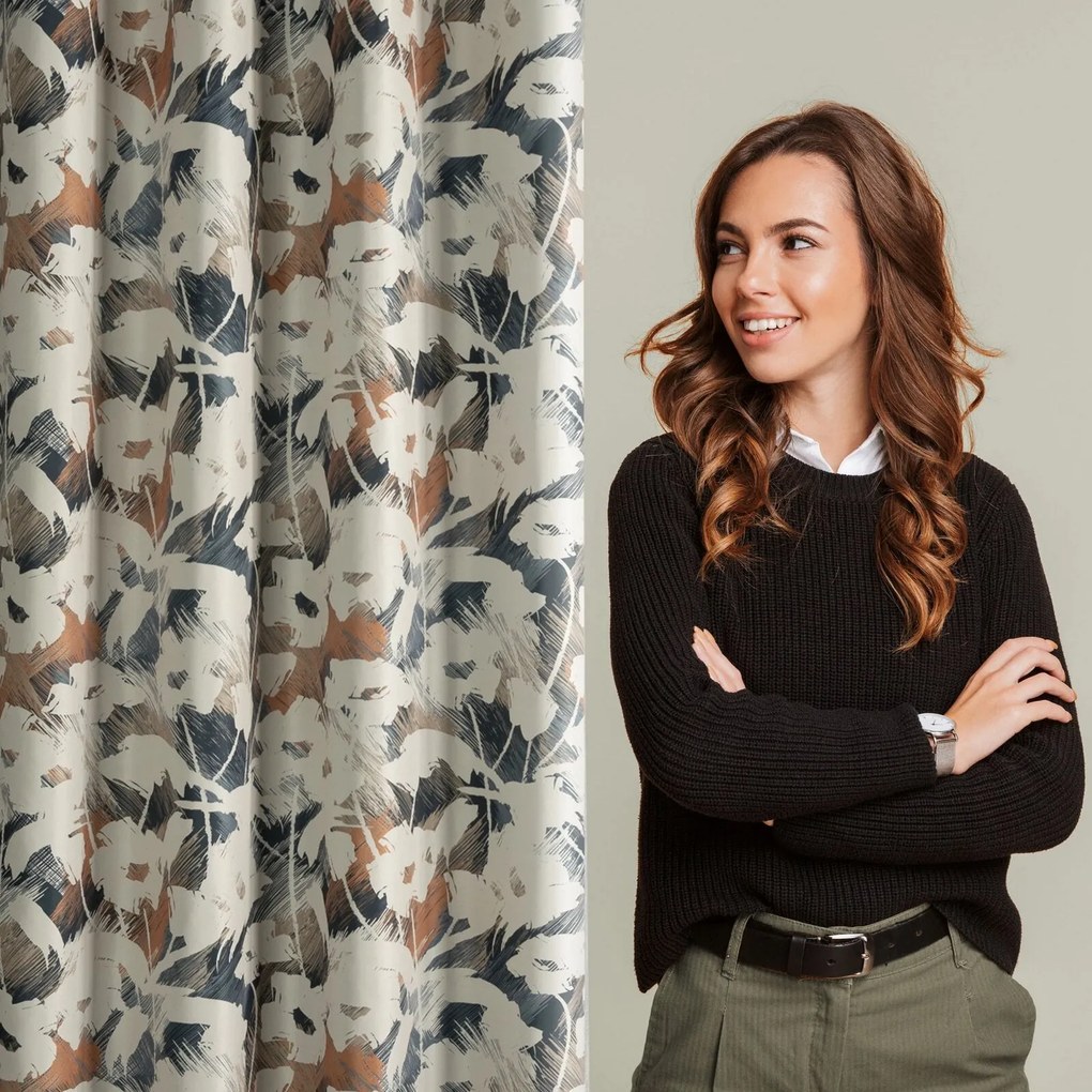 ZÁVES NA KRÚŽKOCH AMBRA 140X250 CM VZOROVANÁ