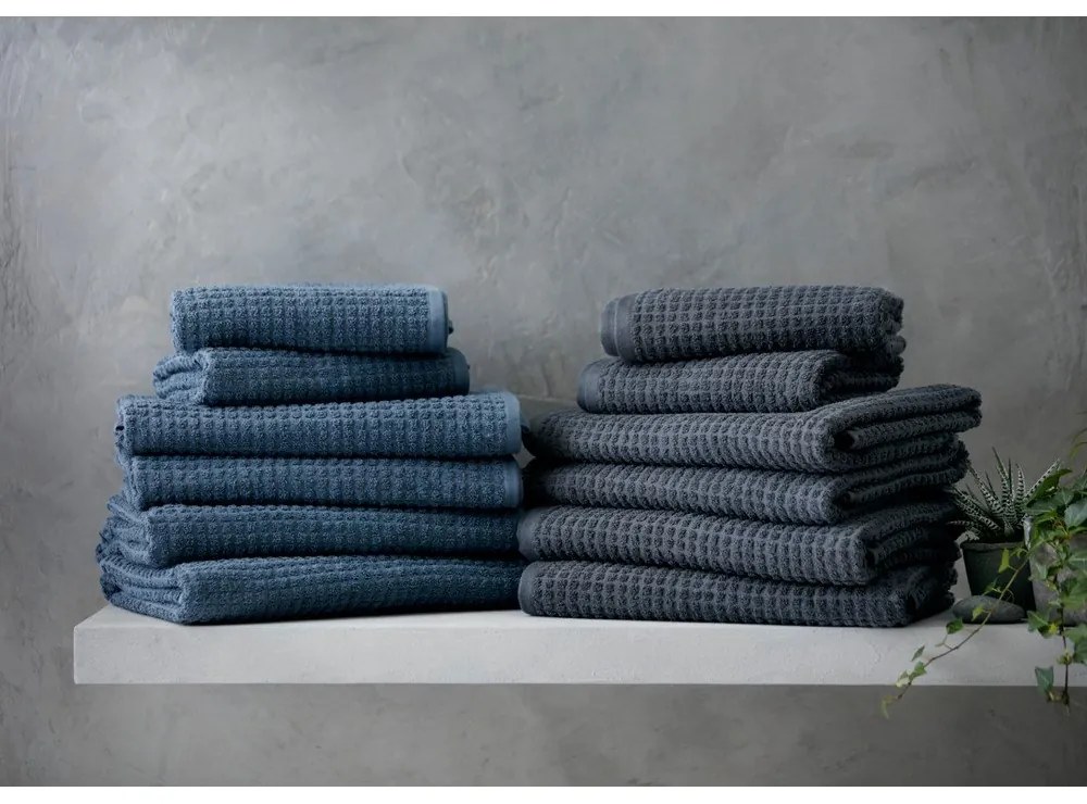 Tmavosivý froté uterák z Bio bavlny 50x100 cm Check – JUNA