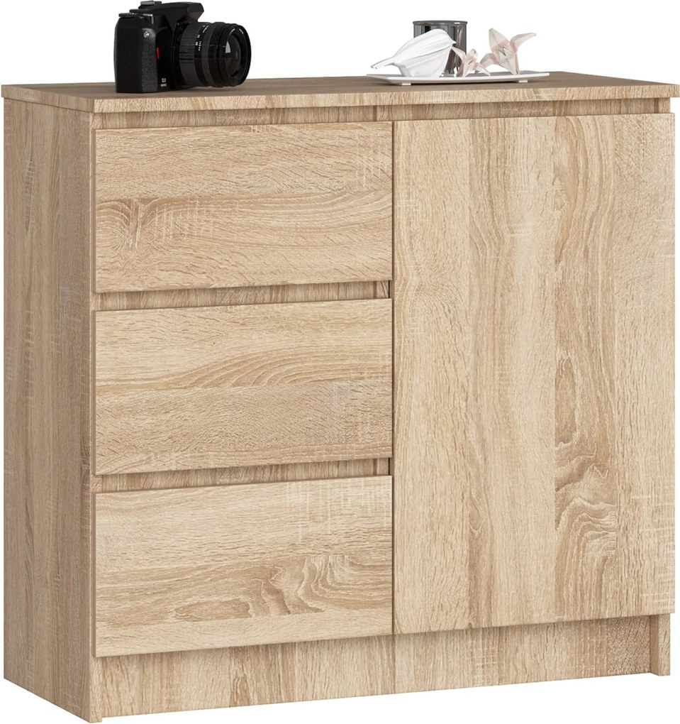 Komoda JERRY K 80 cm 1 dvere 3 zásuvky dub sonoma