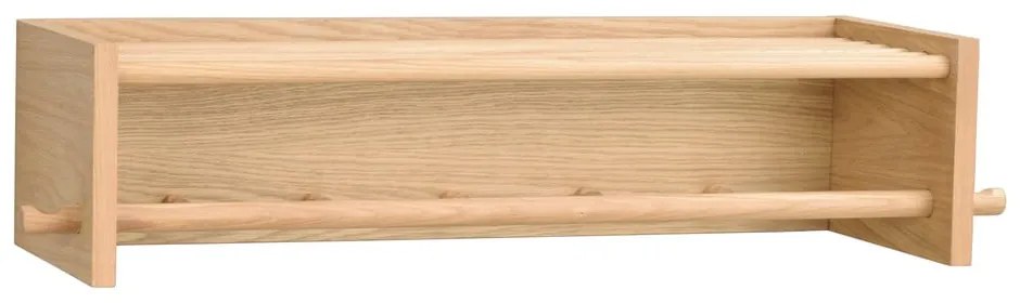 Nástenný vešiak z dubového dreva v prírodnej farbe s poličkou Hillmond – Rowico