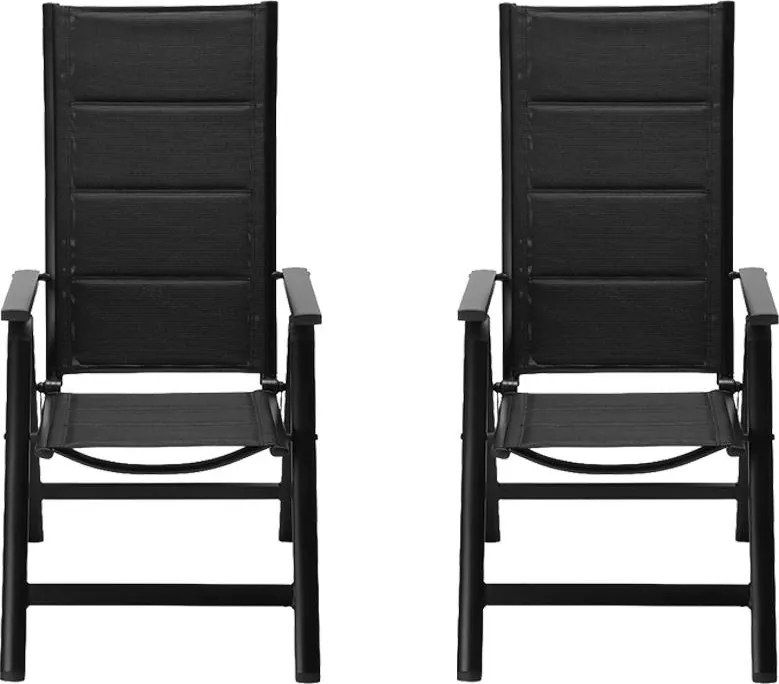 Set 2 ks hliníkových polohovacích kresiel Avenberg ISLA PLUS, čierna