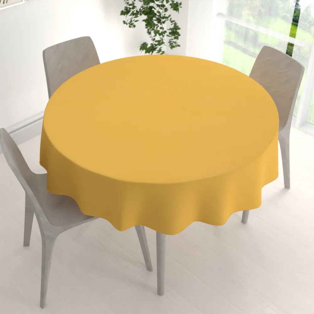 Biante Dekoračný okrúhly obrus BKU-109 Horčicový Ø 130 cm