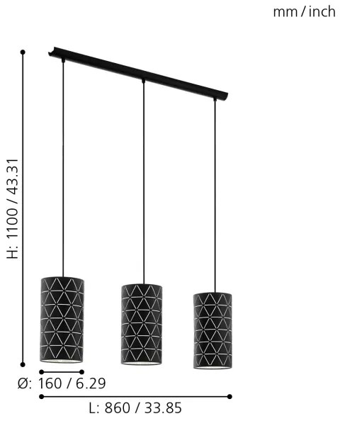 Eglo 98353 - Luster na lanku RAMON 3xE27/40W/230V