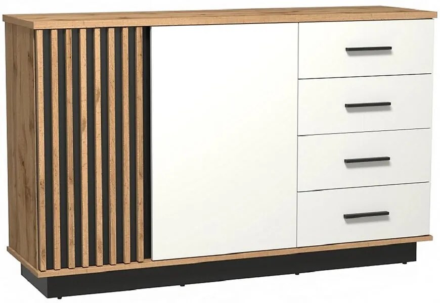 Komoda 2d4s Santi 3 Dub Wotan/Čierna+Biela