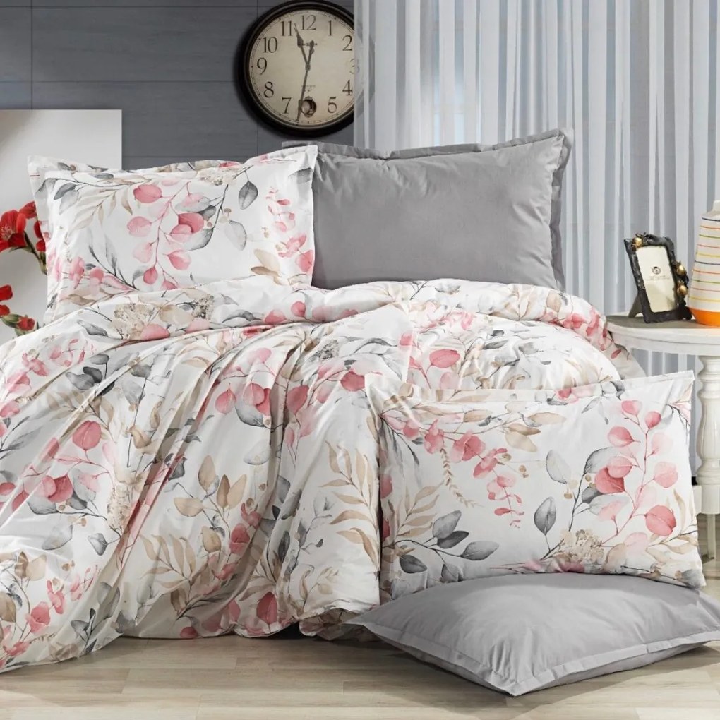 Obliečky bavlnené Porto Ružové 200x140cm+90x70cm TiaHome