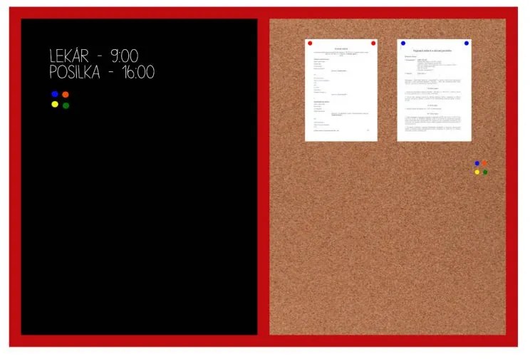 Toptabule.sk KMTDRC Kombinovaná tabuľa čierna v drevenom ráme + 6 farieb rámu 120x90cm /