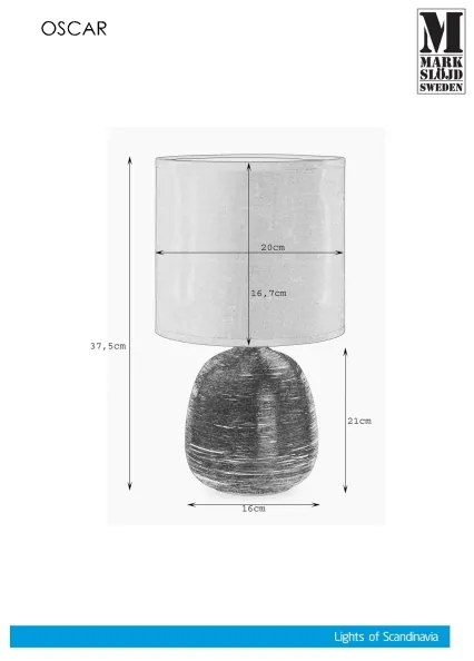 Markslöjd 107068 - Stolná lampa OSCAR 1xE27/60W/230V