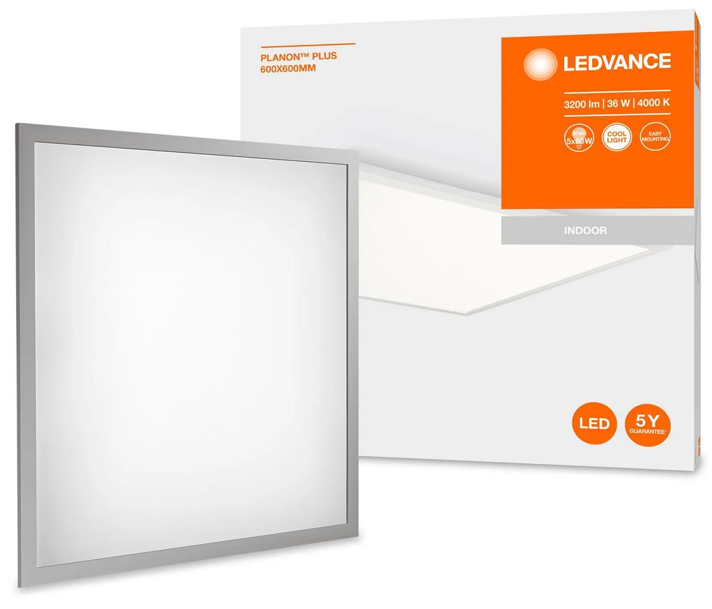 LEDVANCE LED panel PLANON, 36W, denné biele svetlo, 60x60cm, štvorcový, biely