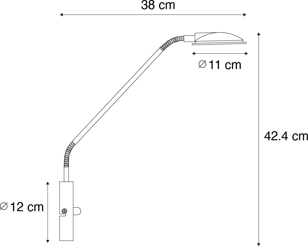 Moderné oceľové nástenné svietidlo vrátane LED - Eva