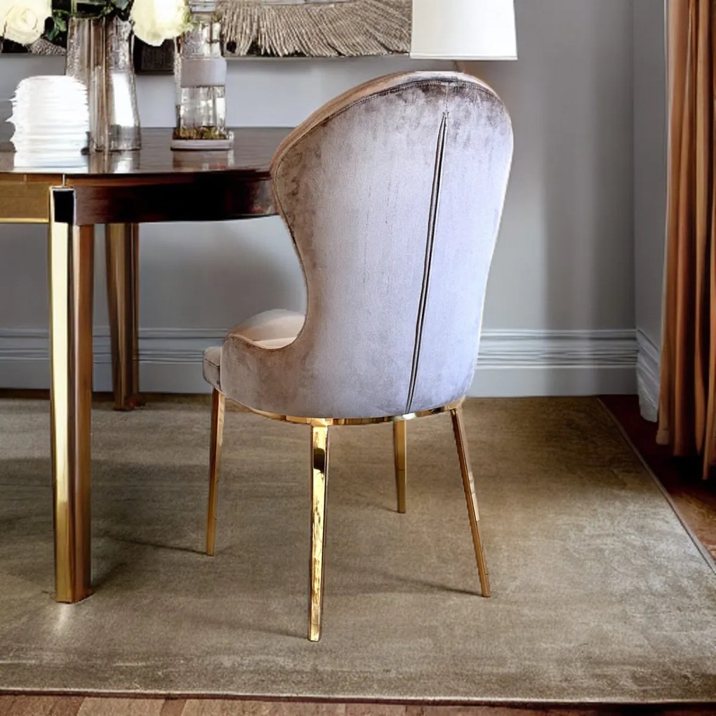 DIZAJNOVÁ STOLIČKA GIA ZLATÁ NEREZ + ŠEDÝ ZAMAT